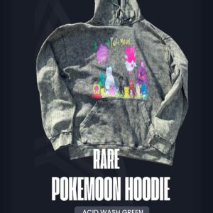 Pokémoon Hoodie Acid wash Green size Large